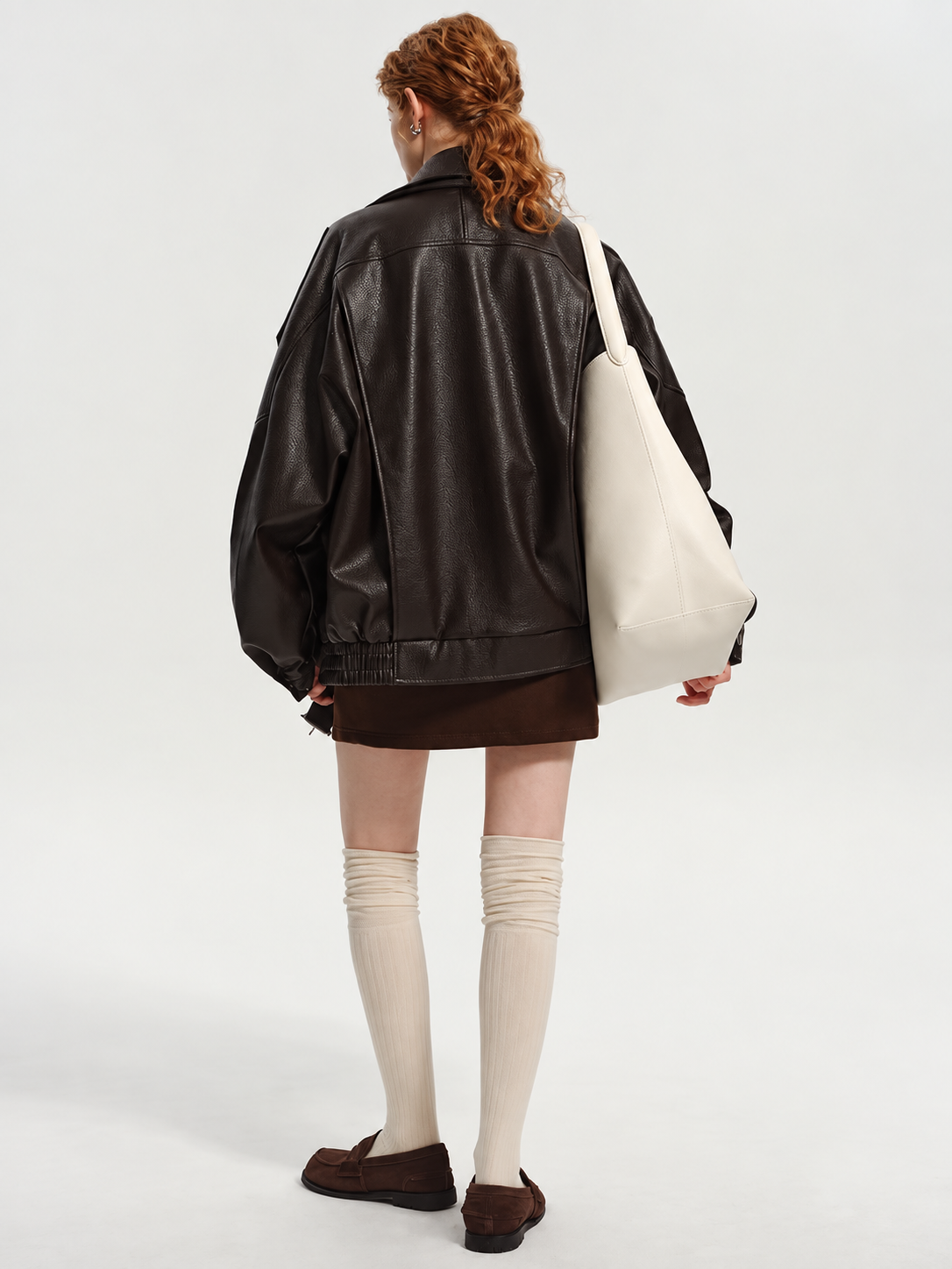 Damen Lederjacke mit Taillengürtel