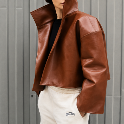 Damen Oversize Lederjacke