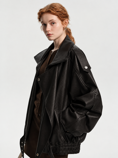 Damen Lederjacke mit Taillengürtel