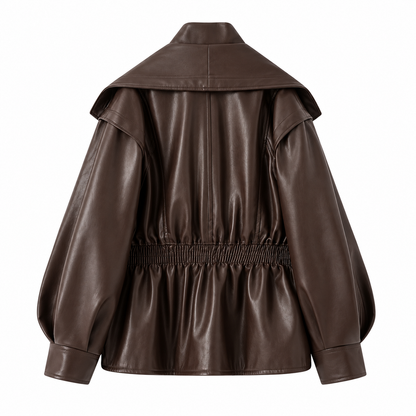 Damen Lederjacke mit Taillengürtel