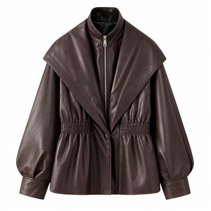 Damen Lederjacke mit Taillengürtel